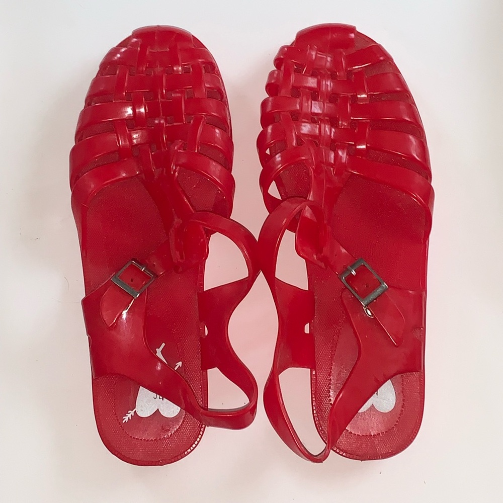 Red jelly sandals